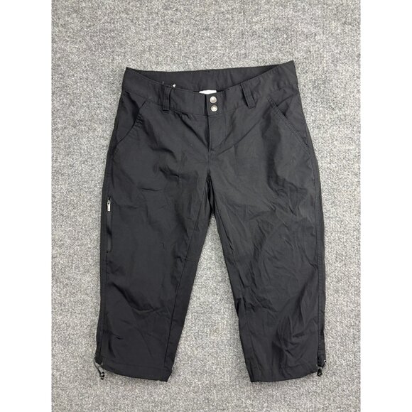 Columbia Capri Pants Womens 8 Black Lightweight Hiking Zip Pocket Drawcord Trail - Picture 1 of 8